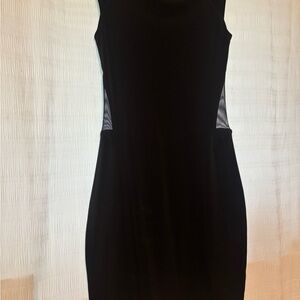 Elizabeth and James Black Sleeveless Mini Dress with Mesh Side Panels